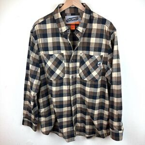 40 Grit By Duluth Brown Plaid Long Sleeve Cotton Flannel Shirt Men’s L‎